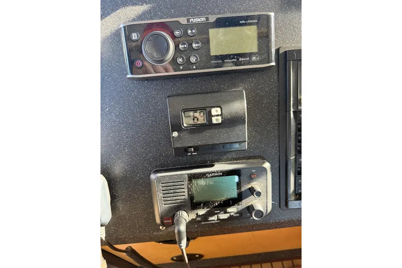 Slide: The Image of Interior of 2020 Armstrong Marine 35 boat with mounted fan and window view. - 76