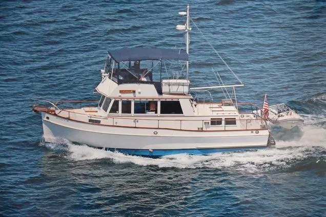 The Image of 1981 Grand Banks 36 Classic yacht cruising on open water. - 0