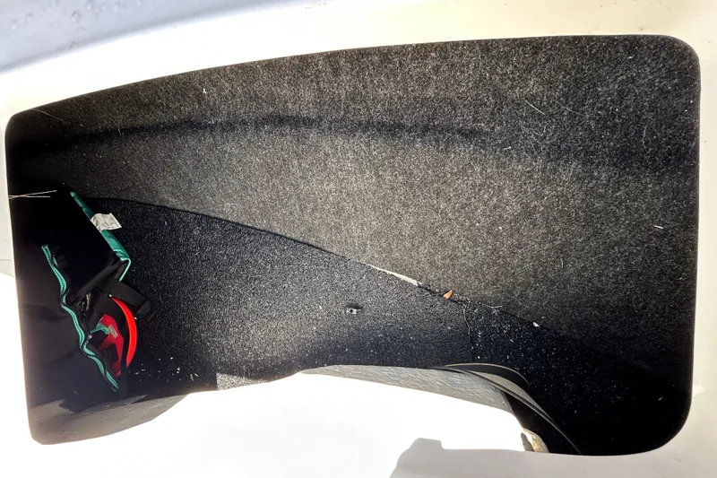 Slide: The Image of Interior storage compartment of 2022 Regal LS2 boat, featuring carpeted lining. - 116