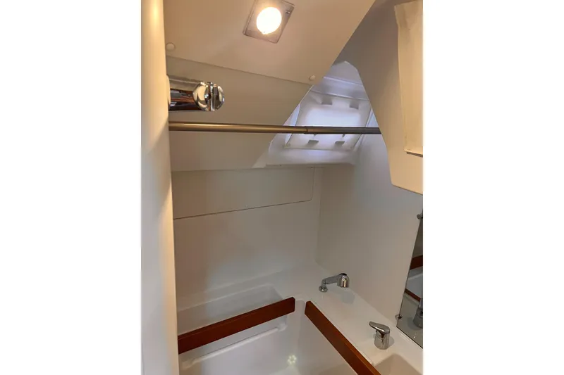 Slide: The Image of Close-up of 2017 Beneteau Oceanis 38.1 sailboat deck with winch and ropes. - 14