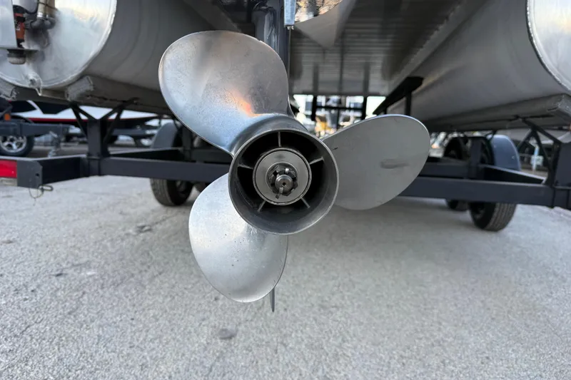 Slide: The Image of Propeller of 2014 Veranda Fishing V2075-F2 boat on trailer, close-up view. - 14