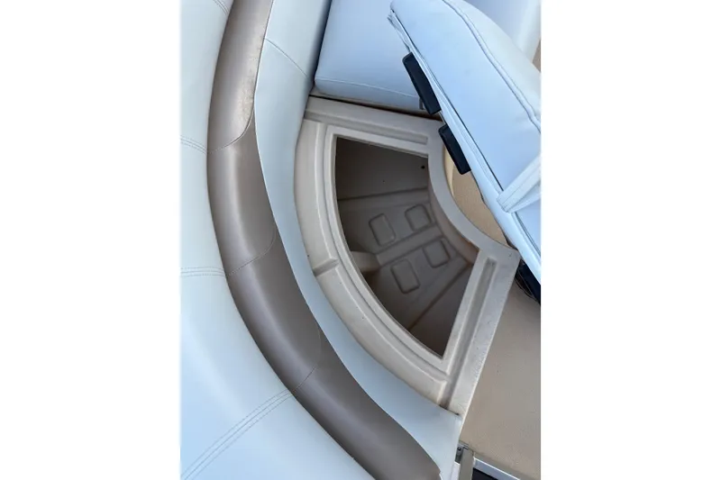 Slide: The Image of 2014 Veranda Fishing V2075-F2 boat seat storage compartment, open and empty. - 28