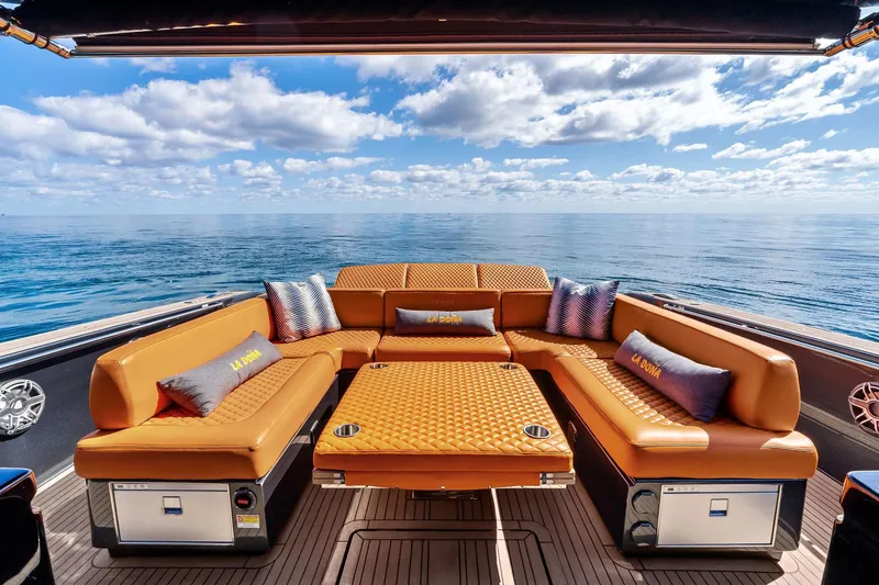 Slide: The Image of Luxurious interior of 2023 Pardo Yachts 50, featuring sleek cabinetry and elegant seating. - 34