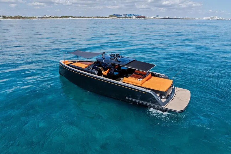 Slide: The Image of 2023 Pardo Yachts 50 cruising on clear blue ocean waters. - 10