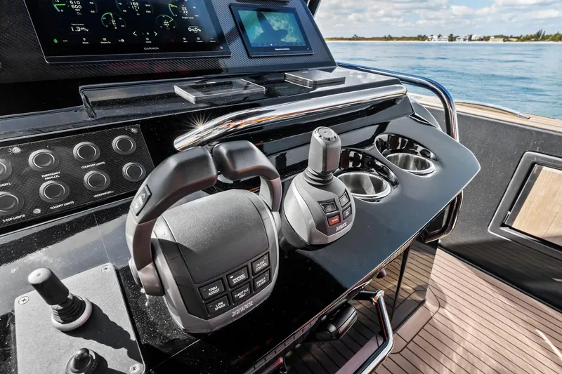 Slide: The Image of Luxurious seating area on 2023 Pardo Yachts 50, overlooking serene ocean view. - 28