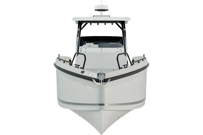 Slide: The Image of Front view of 2026 Navan T30 boat, showcasing sleek design and modern features. - 10