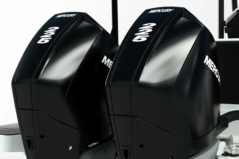 Slide: The Image of Twin Mercury 225 horsepower outboard engines on a 2026 Navan T30 boat. - 14