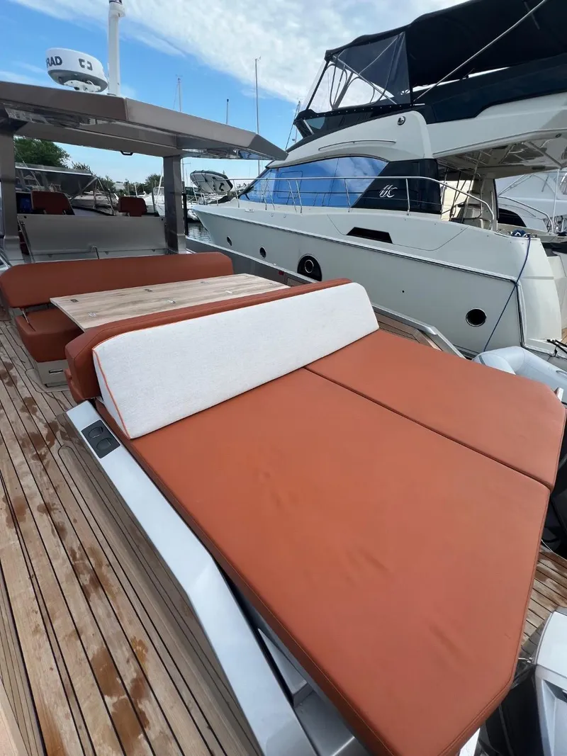 Slide: The Image of Luxury yacht Wally 48 X 2023 with elegant sun loungers. - 45