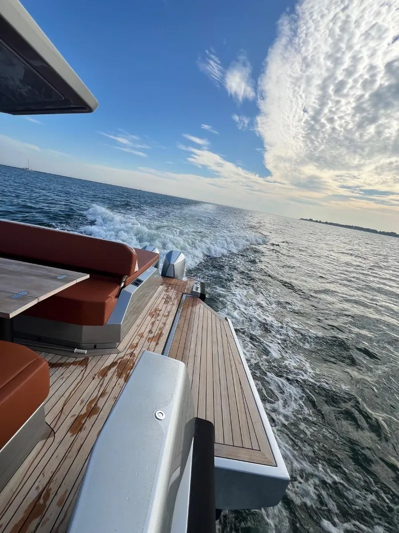 Slide: The Image of Wally 48 X yacht cruising on open sea, 2023 model. - 47