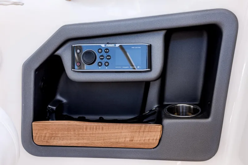 Slide: The Image of Fusion stereo system on 2017 Grady-White Freedom 285 boat dashboard. - 39