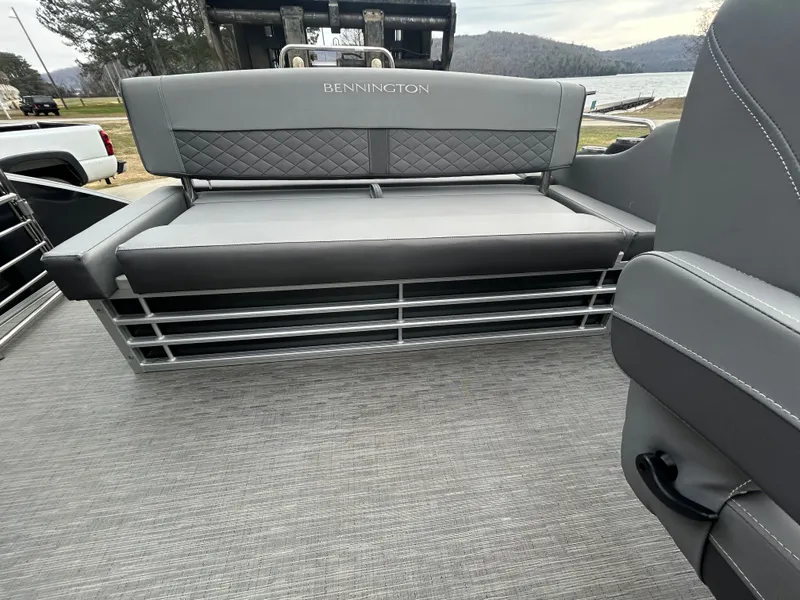 Slide: The Image of Luxurious seating on a 2023 Bennington 23 LSB pontoon boat. - 9