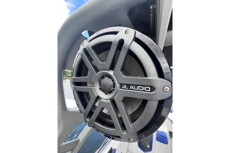Slide: The Image of Close-up of JL Audio speaker on 2017 Nautique Super Air Nautique G25 boat. - 36
