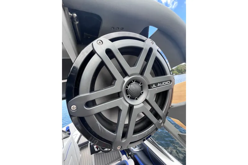 Slide: The Image of Close-up of JL Audio speaker on 2017 Nautique Super Air Nautique G25 boat. - 39