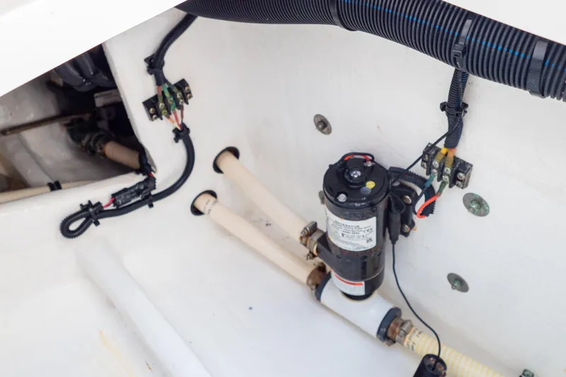 Slide: The Image of Electrical wiring and components inside a 2015 Intrepid 400 Center Console boat. - 35