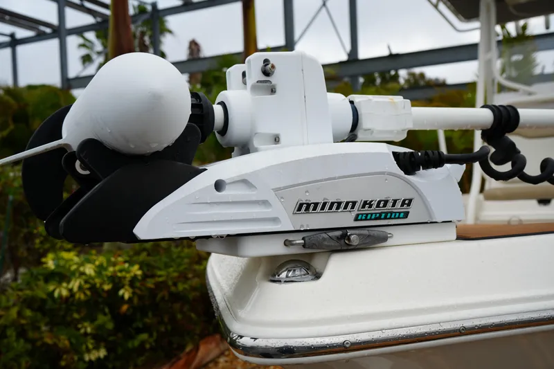Slide: The Image of Minn Kota Riptide motor on 2017 Skeeter SX230 boat, close-up view. - 3