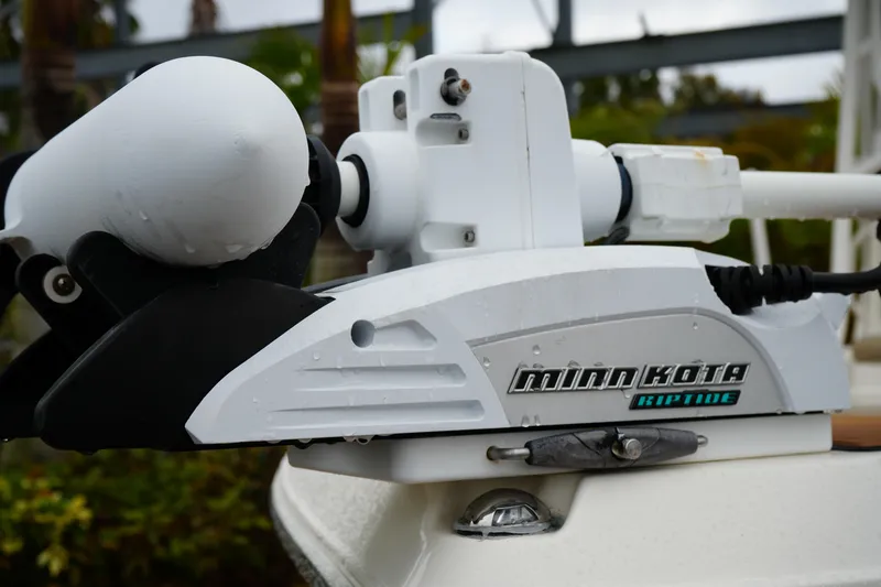 Slide: The Image of Minn Kota Riptide motor on 2017 Skeeter SX230 boat, close-up view. - 4