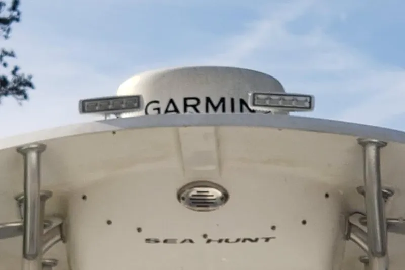 Slide: The Image of Rear view of a 2015 Sea Hunt Ultra 225 boat propeller on a trailer. - 6