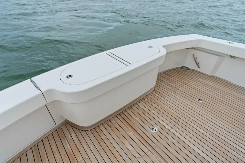 Slide: The Image of Teak deck of 2021 Viking 46 Billfish yacht with ocean view. - 23