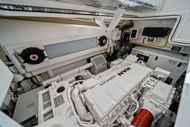 Slide: The Image of Engine room of 2021 Viking 46 Billfish yacht with MAN engine components. - 70