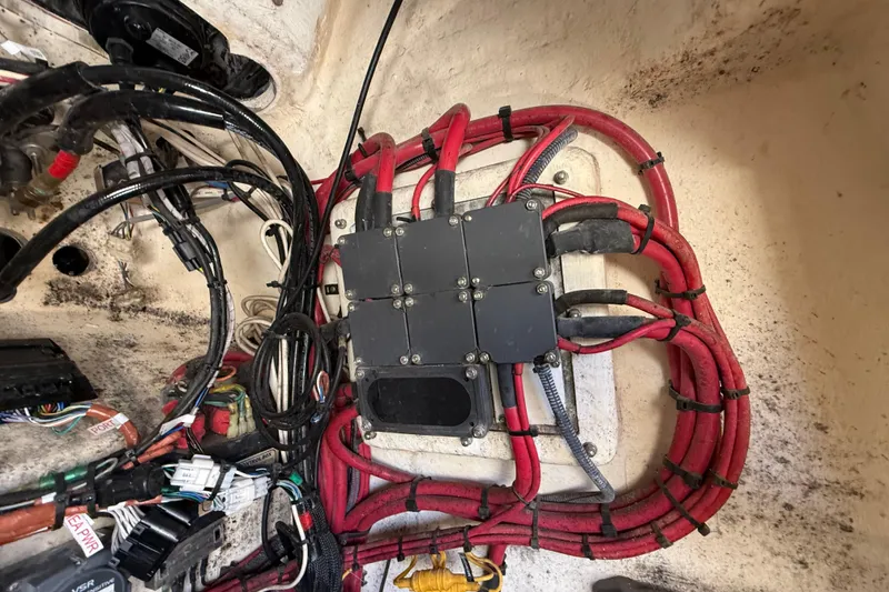 Slide: The Image of Electrical wiring and components inside a 2008 Intrepid 377 Walkaround boat. - 173
