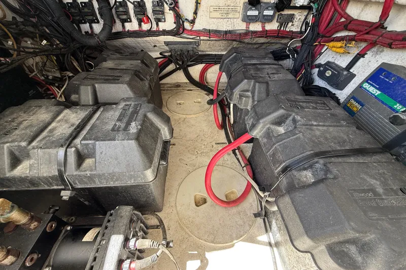 Slide: The Image of Electrical system of a 2008 Intrepid 377 Walkaround boat with battery setup. - 175