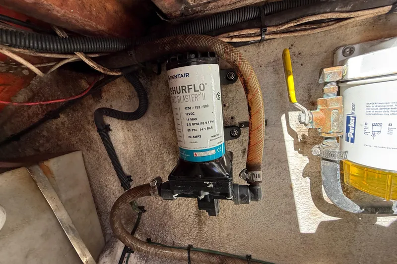 Slide: The Image of 2008 Intrepid 377 Walkaround boat pump system with Shurflo Pro Blaster and Parker Racor filter. - 186