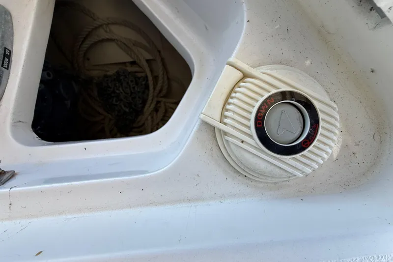 Slide: The Image of Anchor locker and control on 2008 Intrepid 377 Walkaround boat deck. - 47