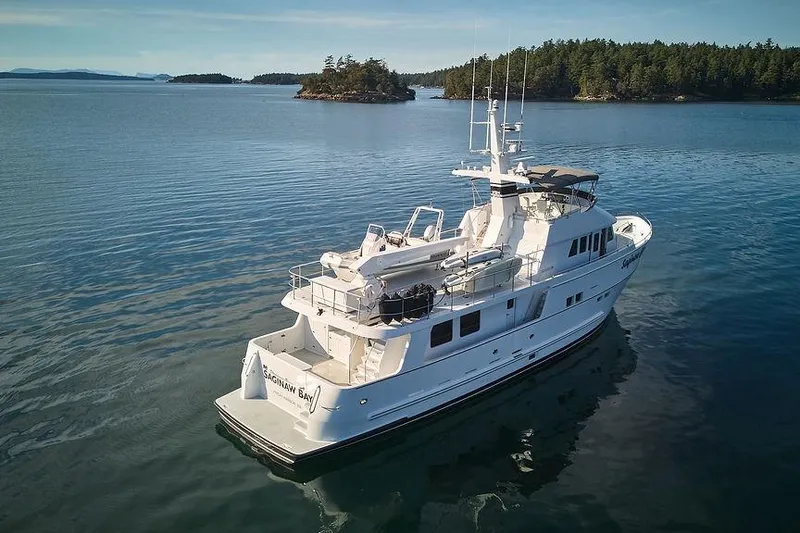 Slide: The Image of Luxury Northern Marine 75 yacht cruising in scenic waters, 2000 model. - 82
