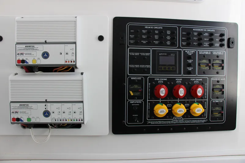 Slide: The Image of Electrical control panel on a 2020 Sea Fox 328 Commander boat. - 15