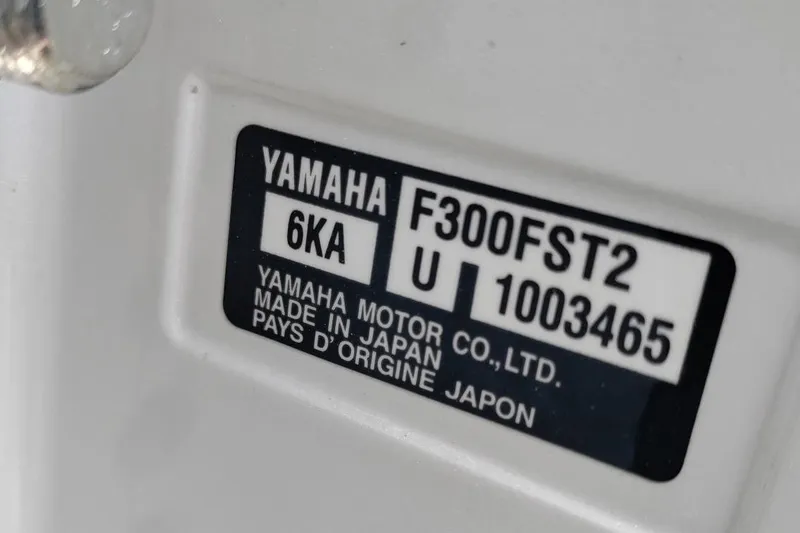 Slide: The Image of Label on Yamaha motor, model F300FST2, made in Japan, for 2013 Jupiter 38 Cuddy. - 11