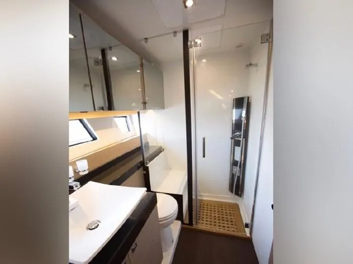 Slide: The Image of Luxurious bathroom on a 2016 Prestige 560 yacht. - 26