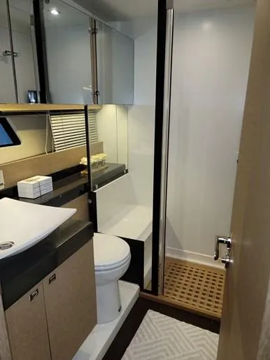 Slide: The Image of Luxurious bathroom on a 2016 Prestige 560 yacht. - 27