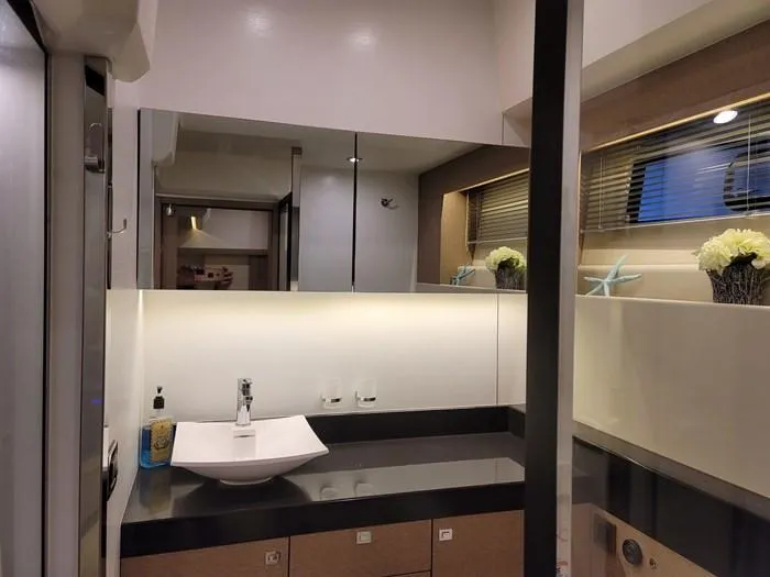 Slide: The Image of Luxurious bathroom on a 2016 Prestige 560 yacht. - 34