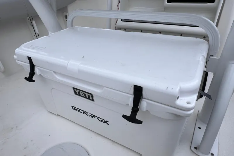 Slide: The Image of YETI cooler on 2020 Sea Fox 228 Commander boat deck. - 22