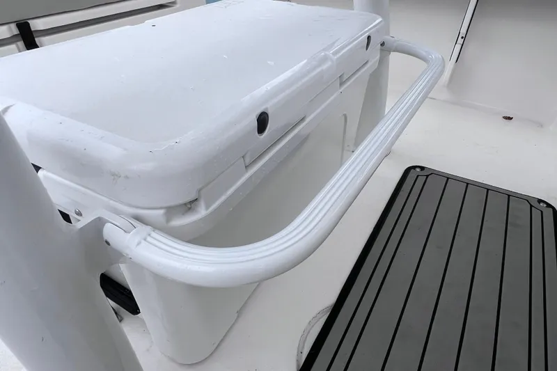 Slide: The Image of 2020 Sea Fox 228 Commander boat interior with cooler and non-slip mat. - 23