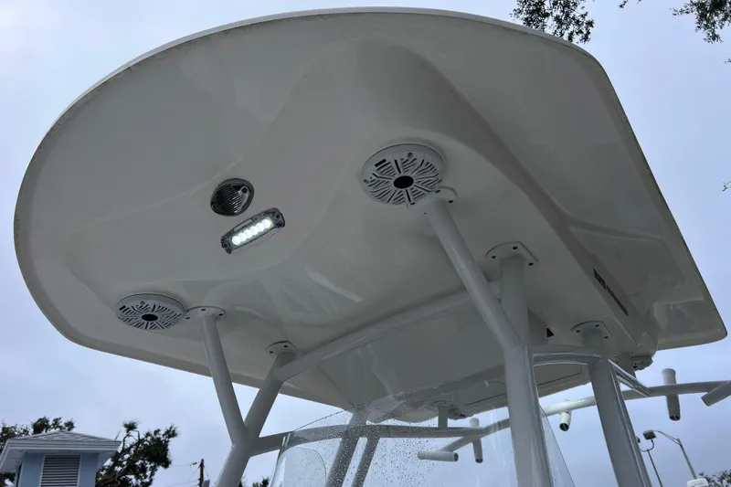 Slide: The Image of T-top of 2020 Sea Fox 228 Commander boat with speakers and lights. - 43