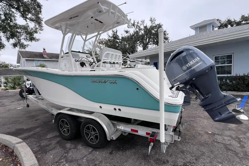 Slide: The Image of 2020 Sea Fox 228 Commander boat on trailer with Yamaha outboard motor. - 7