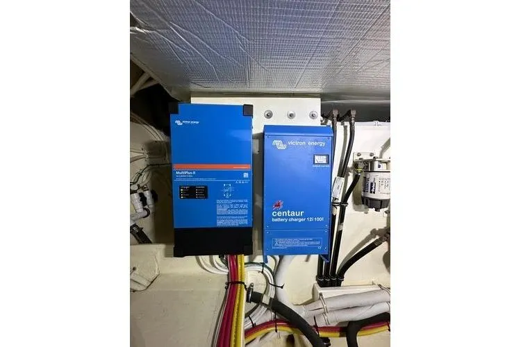 Slide: The Image of Victron Energy battery chargers in 2016 Tiara Yachts C44 Coupe engine room. - 17