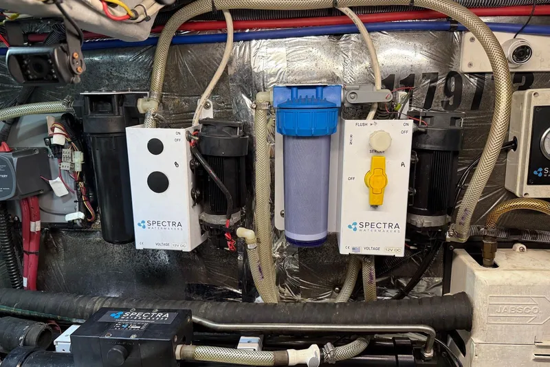 Slide: The Image of Engine room of 2005 Meridian 459 Motoryacht with Spectra watermaker system. - 48