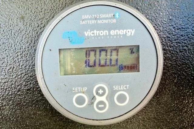 Slide: The Image of Victron Energy BMV-712 Smart battery monitor displaying 20.0% on Marlin Yachts 350SF, 1997 model. - 13