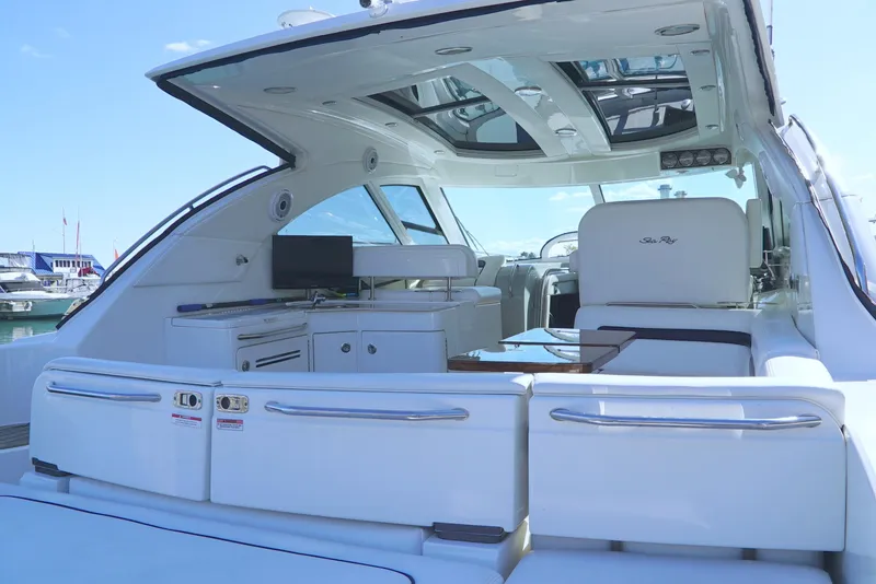 Slide: The Image of 2011 Sea Ray 470 Sundancer yacht with spacious deck and modern amenities. - 39