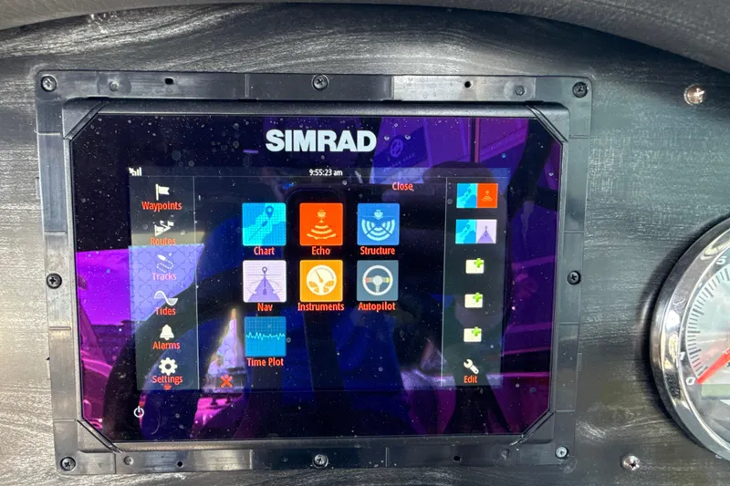 Slide: The Image of Simrad navigation display on 2018 Hurricane SunDeck 2486 OB boat dashboard. - 43