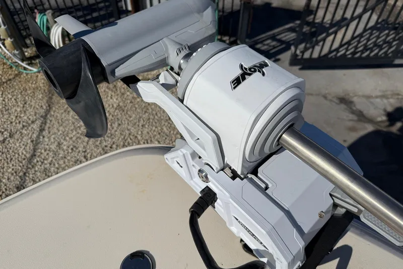 Slide: The Image of Close-up of a 2024 Grady-White 231 Coastal Explorer boat motor component. - 22