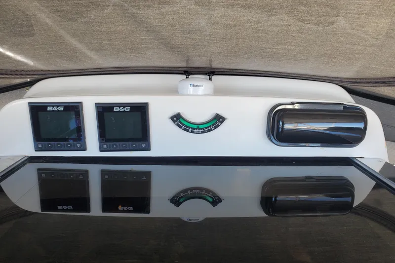 Slide: The Image of Control panel of 2003 Hunter 426 Deck Salon with B&G displays and instruments. - 27