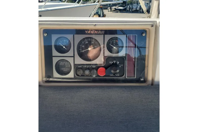 Slide: The Image of Yanmar engine control panel on 2003 Hunter 426 Deck Salon sailboat. - 31