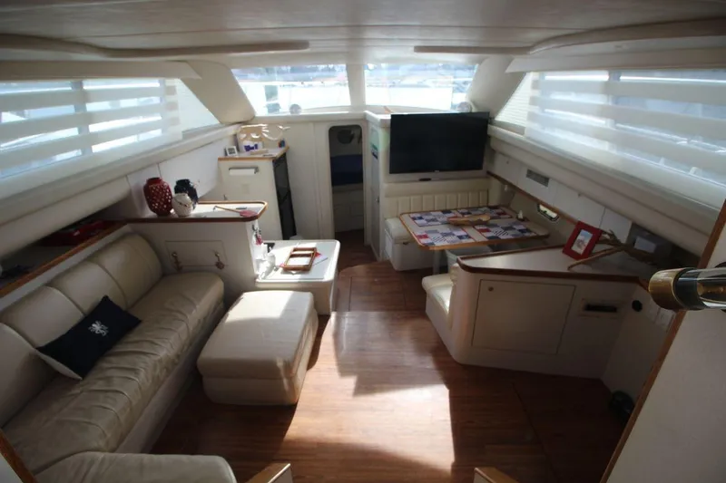 Slide: The Image of 1997 Cruisers Yachts 3650 Motoryacht interior with cozy seating and modern amenities. - 20