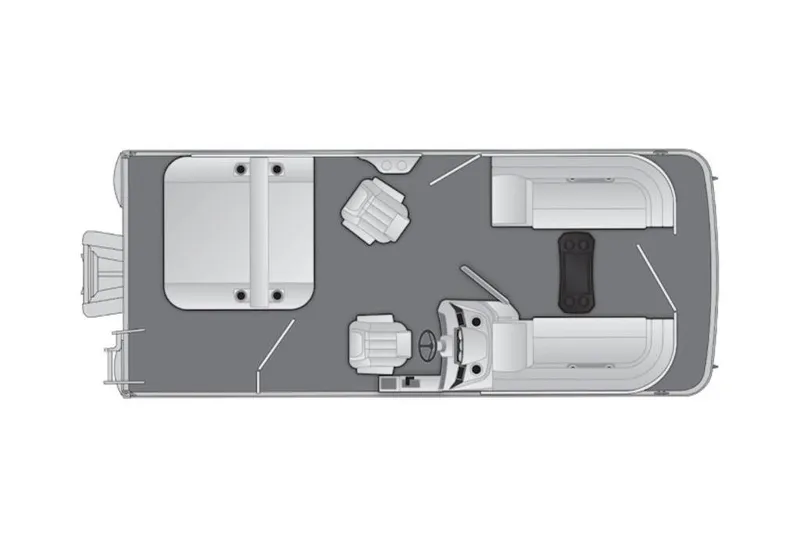 Slide: The Image of 2026 Bennington S Swingback 21 SSB boat layout, top view, showcasing seating and helm design. - 38