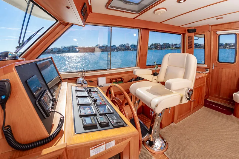 Slide: The Image of 2005 Grand Banks 49 Eastbay SX helm with ocean view. - 25