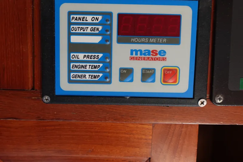 Slide: The Image of Control panel of a Mase generator on a 1985 Tayana 37 Cutter yacht. - 38