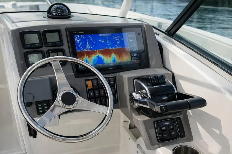 Slide: The Image of Garmin GPSMAP 7610xsv sonar display on 2015 Pursuit DC 265 Dual Console boat. - 10